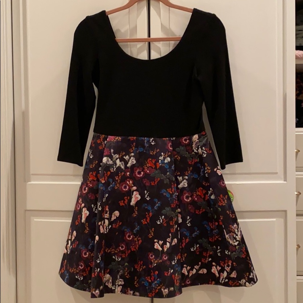 Black and Floral Alice and Olivia Dress